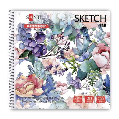 Альбом для акварелі SANTI Flowers 210*210 мм Paper Watercolour Collection 20 арк 2 (130495) 130495 фото