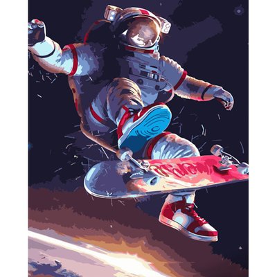 Картина за номерами Strateg Космонавт на скейті 40х50 см (GS888) GS888 фото