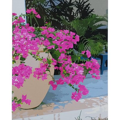 Картина за номерами Рожеві квіти на підвіконні з лаком та рівнем розміром 40х50 см Strateg (SY6824) SY6824 фото