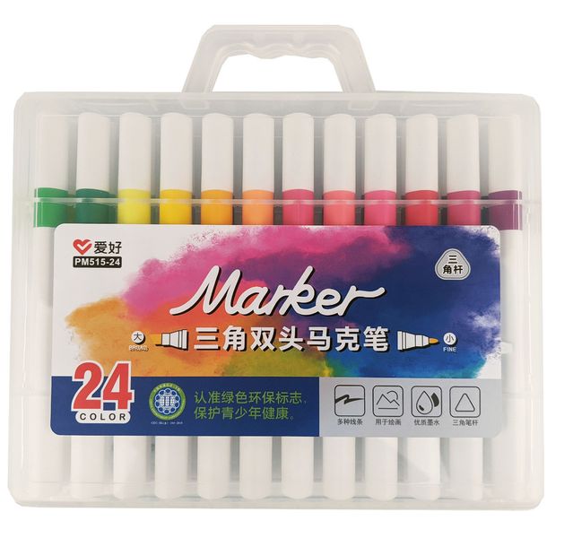 Набор скетч-маркеров 24 шт. для рисования двусторонних Aihao sketchmarker код: PM515-24 AH-PM515-24 фото
