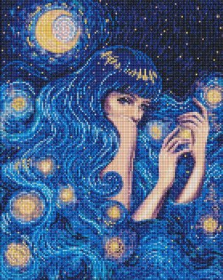 Алмазна мозаїка Зіркова красуня з голограмними стразами (АВ) pollypop92 40х50 Ідейка (AMO7551) AMO7551 фото