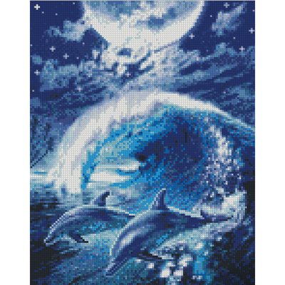 Алмазна мозаїка Дельфіни в океані 30х40 см Strateg (KB043) KB043 фото