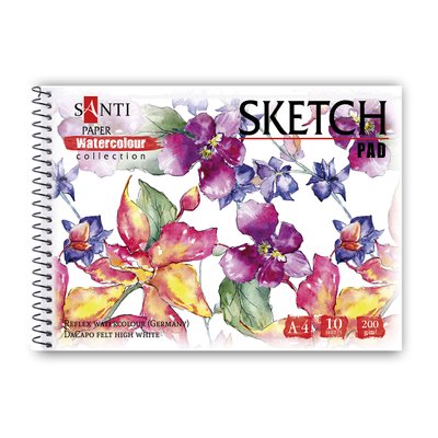 Альбом для акварелі SANTI Flowers А4 Paper Watercolour Collection 10 арк 200г/м2 (130498) 130498 фото