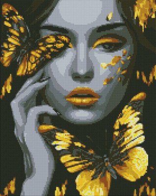 Алмазна мозаїка Дівчина із золотими метеликами art_selena_ua 40х50 Ідейка (AMO7723) AMO7723 фото