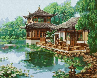 Картина за номерами Китайський будиночок ©Сергій Лобач Ідейка 40х50 (KHO2881) KHO2881 фото