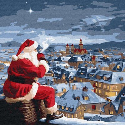 Картина за номерами Різдвяна ніч Санта Клауса 40х40 Ідейка (KHO8352) KHO8352 фото