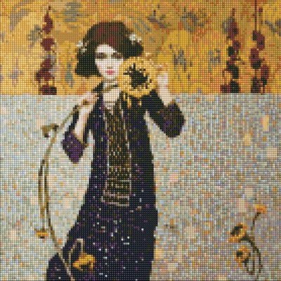 Алмазна мозаїка Дівчина з соняшником ©tolstukhin artem 40х40 Ідейка (AMO7383) AMO7383 фото
