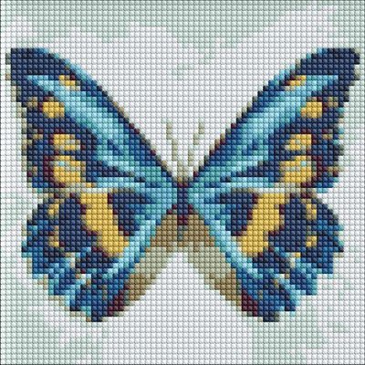 Алмазна мозаїка без підрамника Блакитний метелик з голограмними стразами (AB) Идейка 20х20 (AMC7679) AMC7679 фото