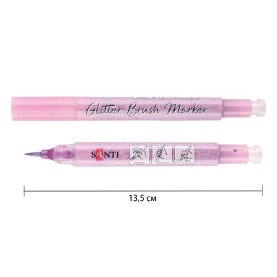 Маркер акварельний Glitter Brush пензель 18 світло-рожевий Santi (390767) 390767 фото