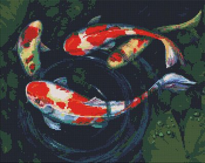 Алмазна мозаїка Грайливі рибки Карпи ©nata_li_karlova 50х40 Ідейка (AMO7518) AMO7518 фото