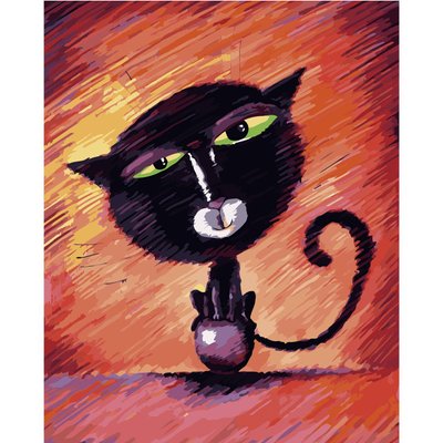 Картина за номерами Кіт на кульці з лаком та рівнем розміром 40х50 см Strateg (VA-2663) VA-2663 фото