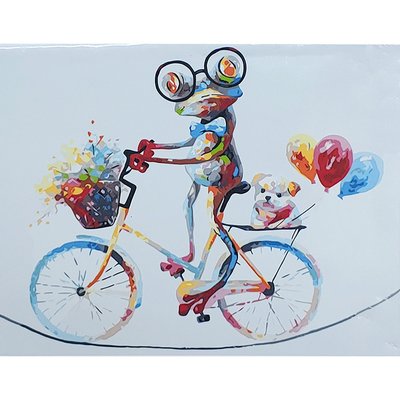 Картина за номерами Яскраве жабеня на велосипеді розміром 40х50 см Strateg (GS078) GS078 фото