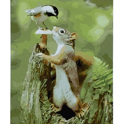 Картина за номерами Білочка з пташкою з лаком та рівнем розміром 40х50 см Strateg (SY6930) SY6930 фото