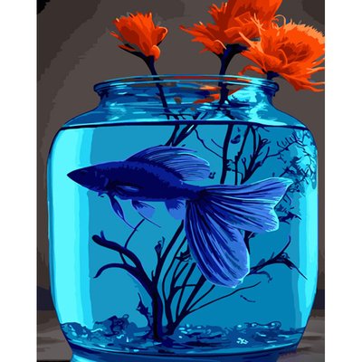 Картина за номерами Strateg Синя рибка 40х50 см (GS1256) GS1256 фото