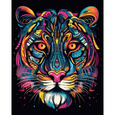 Картина за номерами Фантастичний тигр на чорному фоні розміром 40х40 см Strateg (AV4040-13) AV4040-13 фото