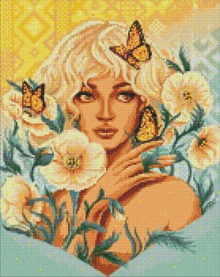 Алмазна мозаїка Дівчина з метеликами з голограмними стразами (АВ) pollypop92 40х50 Ідейка (AMO7597) AMO7597 фото