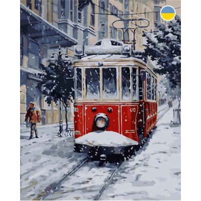 Картина за номерами Зимовий трамвайчик 40*50 см Орігамі LW3088 LW3088 фото