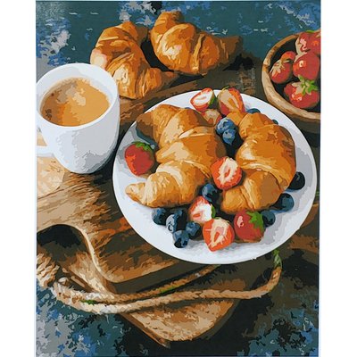 Картина за номерами Французький сніданок з лаком та рівнем розміром 40х50 см Strateg (SY6849) SY6849 фото