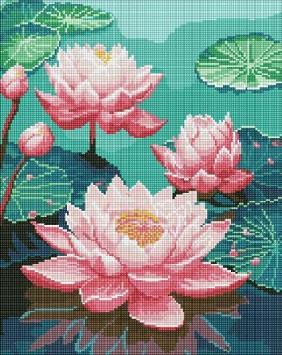 Алмазна мозаїка Рожеві лілії з голограмними стразами art_selena_ua 40х50 Ідейка (AMO7771) AMO7771 фото