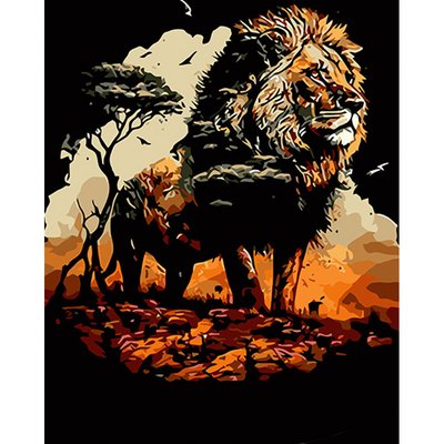 Картина за номерами Король лев на чорному фоні розміром 40х50 см Strateg (AH1022) AH1022 фото
