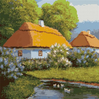 Алмазна мозаїка Український Хутір 40*40см на підрамнику SANTI (954716) 954716 фото