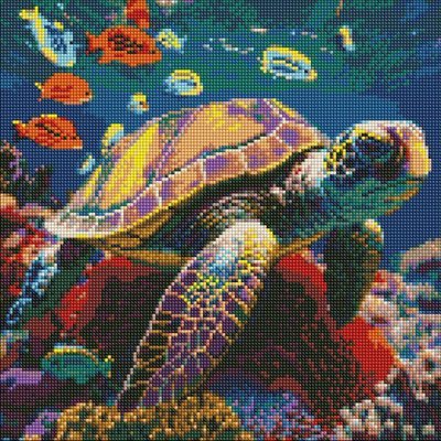 Алмазна мозаїка Мешканці підводного світу з голограмними стразами (АВ) art_selena_ua 40х40 Ідейка (AMO7617) AMO7617 фото