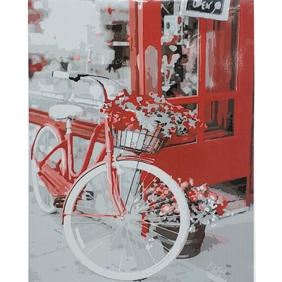 Картина за номерами Велосипед з квітами з лаком та рівнем розміром 40х50 см Strateg (SY6857) SY6857 фото