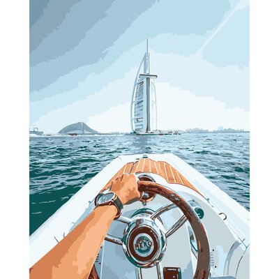 Картина за номерами На катері по морю в Дубай розміром 40х50 см Strateg (DY240) DY240 фото