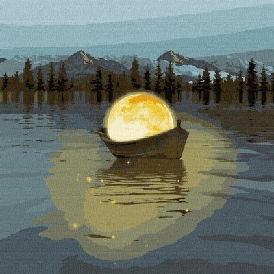 Картина за номерами Місячний човен з фарбами металiк 50х50 Ідейка (KHO5031) KHO5031 фото