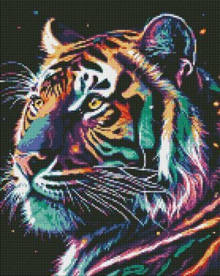 Алмазна мозаїка Фантастичний тигр з голограмними стразами (AB) 40х50 Ідейка (AMO7742) AMO7742 фото