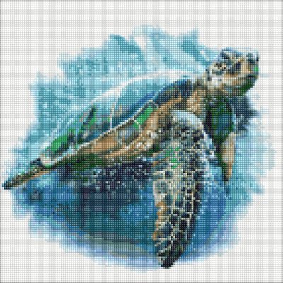 Алмазна мозаїка - Блакитна черепаха 40х40 Ідейка (AMO7430) AMO7430 фото