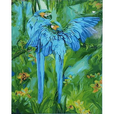 Картина за номерами ПРЕМІУМ Сині папуги розміром 40х50 см Strateg (GS001) GS001 фото