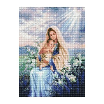 Алмазна мозаїка Марія з Ісусом у ліліях 30х40 см Strateg HX047 HX047 фото