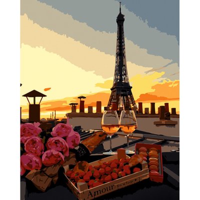 Картина за номерами Strateg Романтична вечеря в Парижі 40х50 см (GS1145) GS1145 фото
