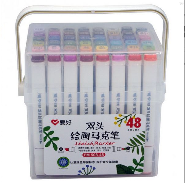 Набір скетч-маркерів 48 шт. для малювання двосторонніх Aihao sketchmarker код: PM508-48 AH-PM508-48 фото