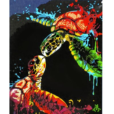 Картина за номерами Люов кольорових черепашок з лаком та рівнем розміром 40х50 см Strateg (SY6922) SY6922 фото