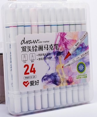 Набор скетч-маркеров для рисования двусторонних Aihao sketchmarker slim 24 шт/уп код: PM513-24 AH-PM513-24 фото