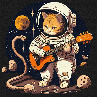 Картина за номерами Котик астронавт з гітарою ©pravda.dmtr 40х40 Ідейка (KHO4480) KHO4480 фото