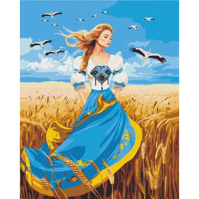 Картина по номерам Девушка в патриотическом платье 40*50 см Оригами (LW32580) LW32580 фото