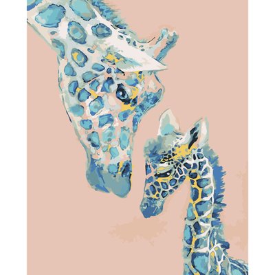 Картина за номерами Маленький жираф з мамою з лаком та рівнем розміром 40х50 см Strateg (SY6024) SY6024 фото
