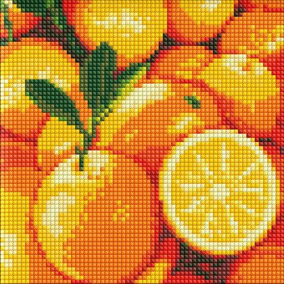 Алмазна мозаїка без підрамника - Соковитий апельсин 20x20 Ідейка (AMC7707) AMC7707 фото