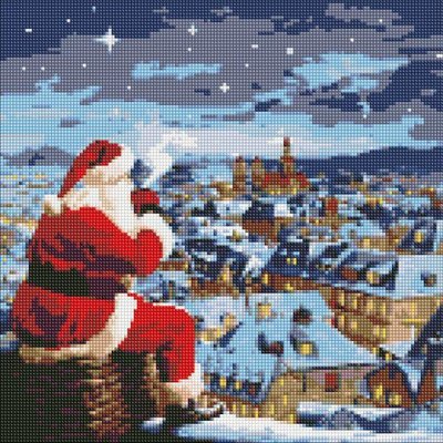 Алмазна мозаїка без підрамника Різдвяна ніч з голограмними стразами art_selena_ua 40х40 Ідейка (AMC7825) AMC7825 фото