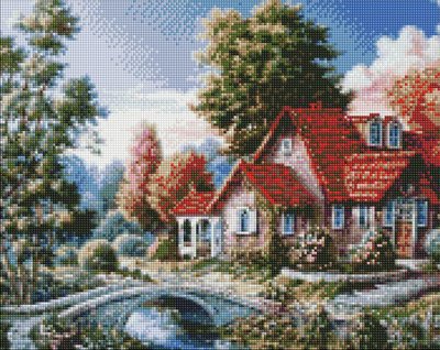 Алмазна мозаїка Бабусин будинок ©Сергій Лобач Ідейка 40х50 на підрамнику (AMO7340) AMO7340 фото