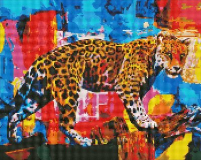 Алмазна мозаїка Яскравий леопард 40х50 на підрамнику Ідейка (AMO7503) AMO7503 фото
