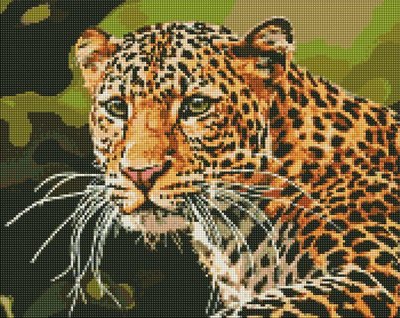 Алмазна мозаїка Зеленоокий леопард 40х50 на підрамнику Ідейка (AMO7502) AMO7502 фото