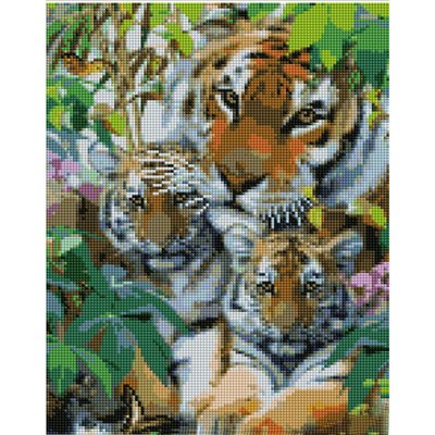 Алмазна мозаїка Сім'я тигрів 30х40 см Strateg (KB076) KB076 фото