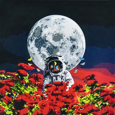 Картина за номерами Космонавт на місяці 50х50 см Strateg (AA012) AA012 фото