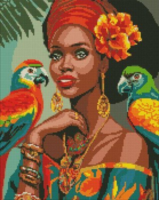 Алмазна мозаїка Африканська модниця з голограмними стразами art_selena_ua 40х50 Ідейка (AMO7809) AMO7809 фото