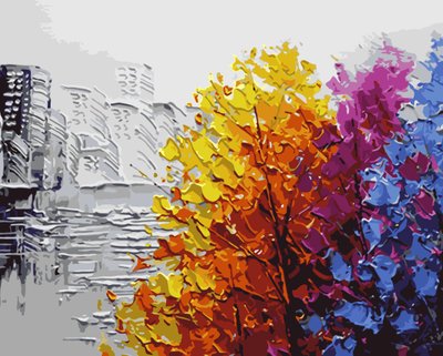 Картина за номерами Осінні барви міста Origami 40*50 см LW1386 LW1386 фото