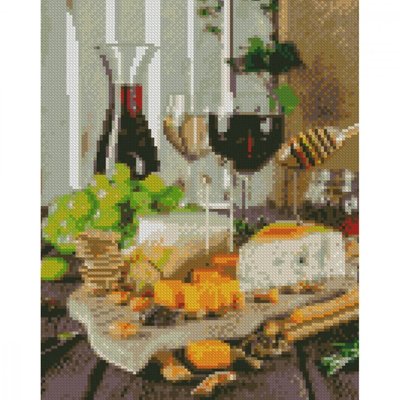 Алмазна мозаїка Вино та сир 30х40 см Strateg (HX503) HX503 фото